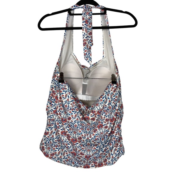 Lands End Womens Floral Tie Neck Tankini Size 16W Summer Vacation Modest - Picture 2 of 9